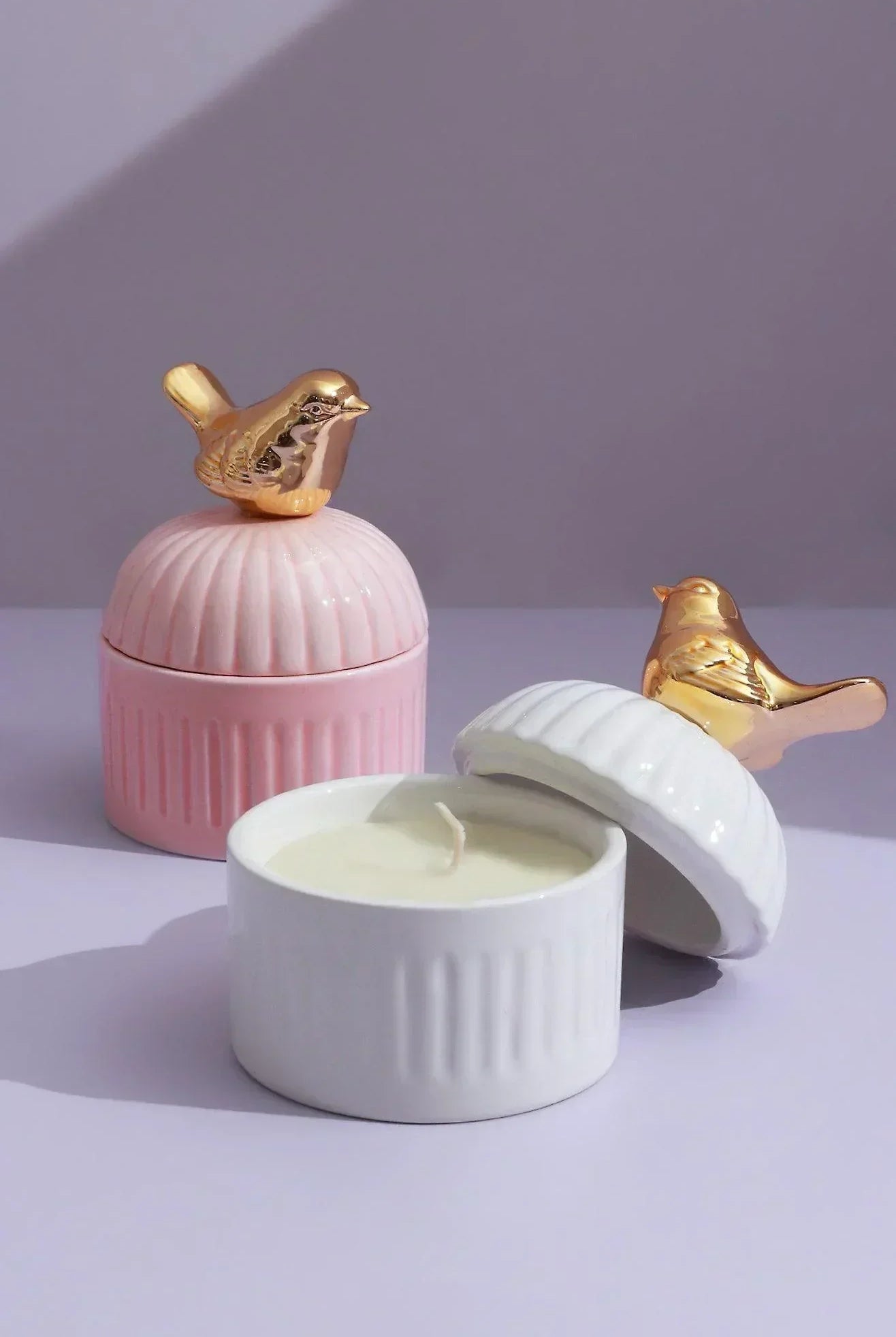 Cute Bird Jasmine or Green Tea Scented Candle, Soya Wax in Ceramic Jewellery Pot - G Decor