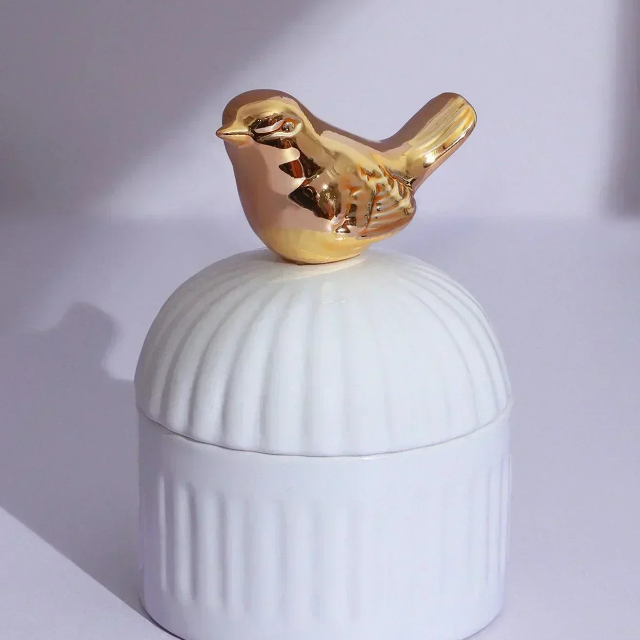Cute Bird Jasmine or Green Tea Scented Candle, Soya Wax in Ceramic Jewellery Pot - G Decor
