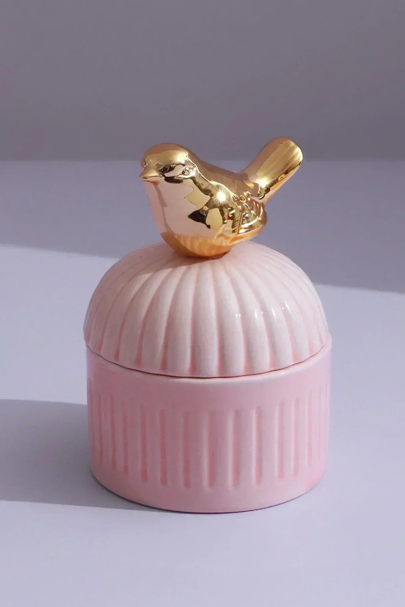 Cute Bird Jasmine or Green Tea Scented Candle, Soya Wax in Ceramic Jewellery Pot - G Decor