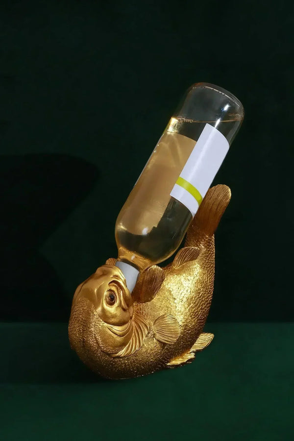 Brass Sculpted Wine Bottle Holder in Gold