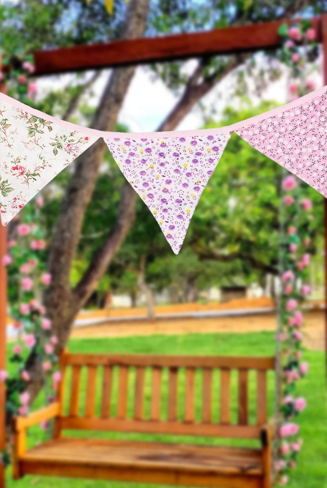 elegant-pink-and-white-floral-cloth-bunting-g-decor-10249 - G Decor
