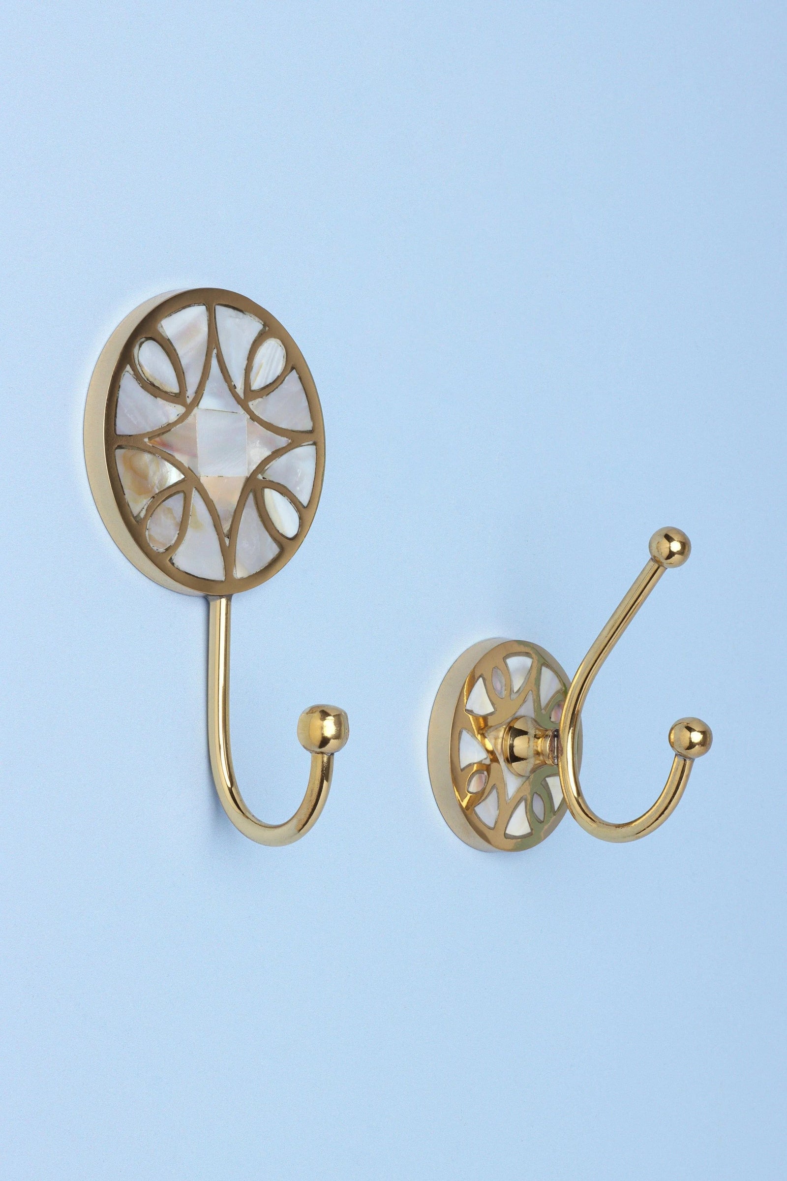Elizabeth mother of pearl petal inlay wall hook multipack