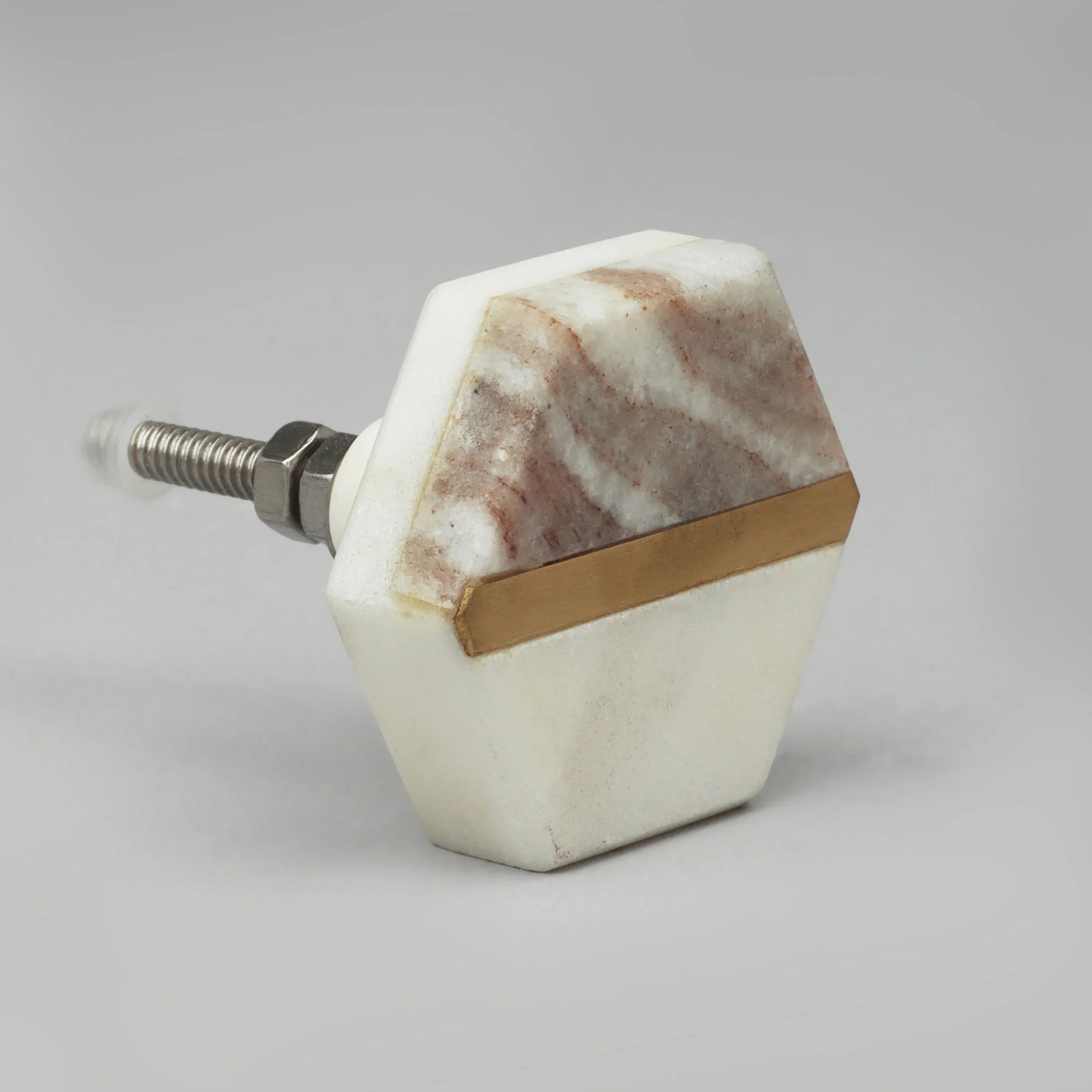 Estella Grey Marble Handcrafted Brass Door Knob - G Decor