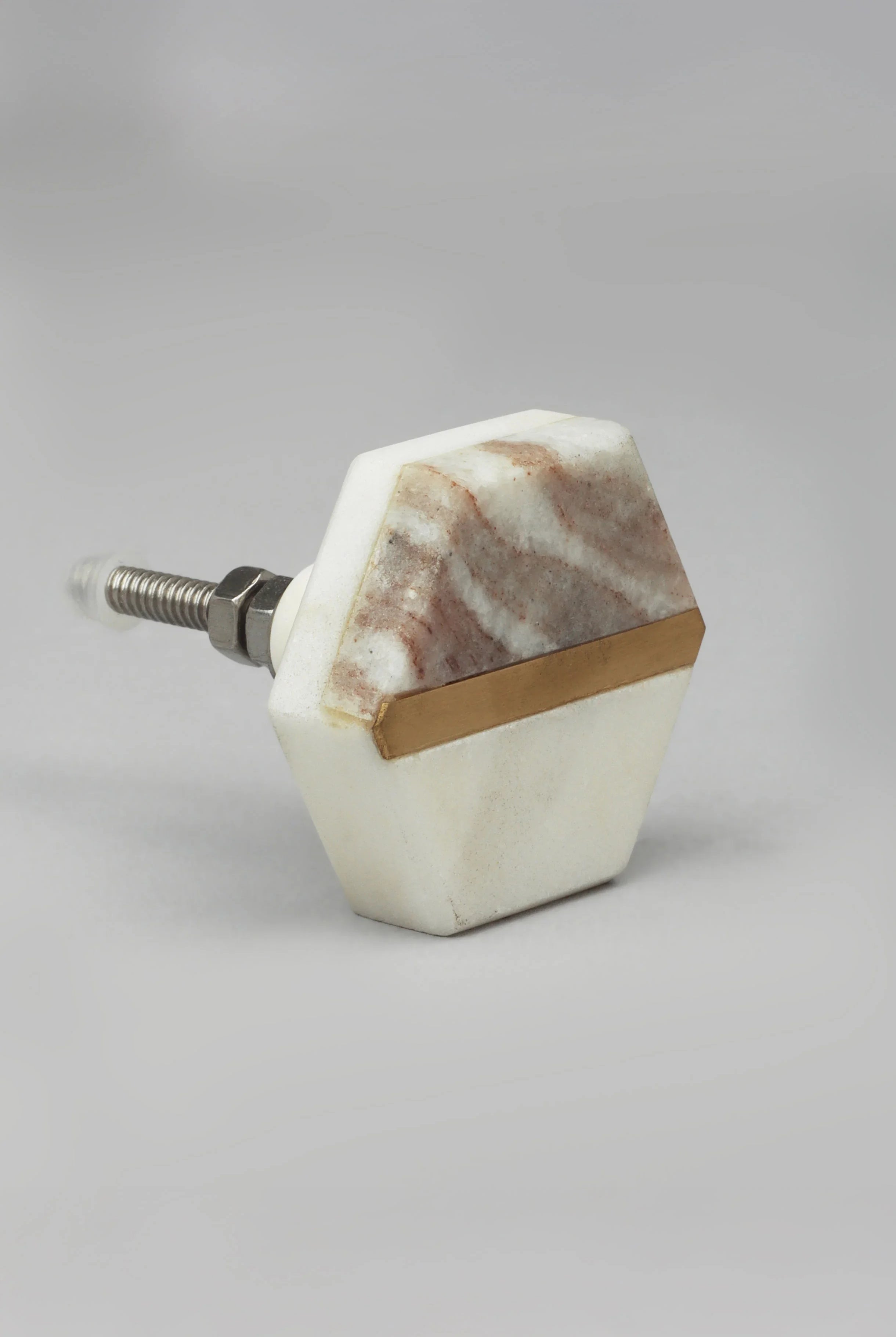 Estella Grey Marble Handcrafted Brass Door Knob - G Decor