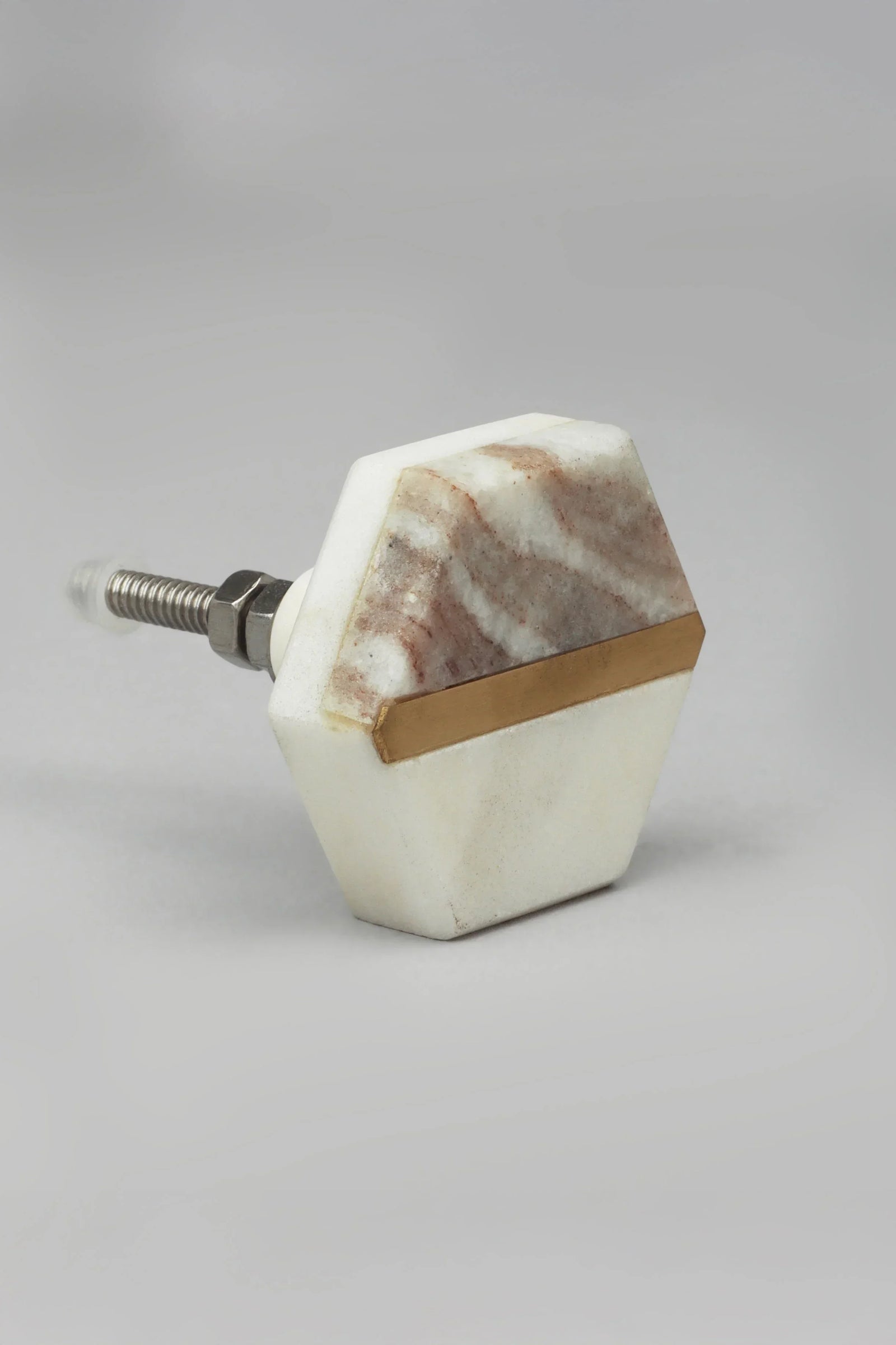 Estella Grey Marble Brass Cabinet Knob — view 5, G Decor