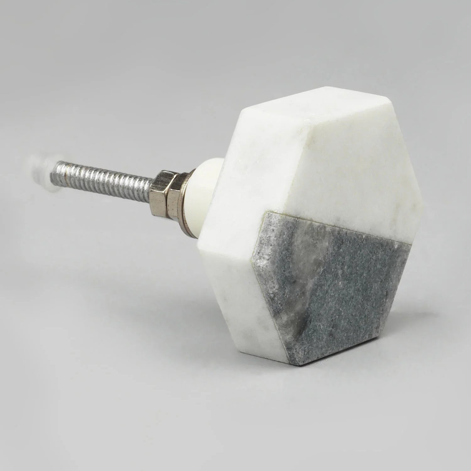 Estella Grey Marble Handcrafted Brass Door Knob - G Decor