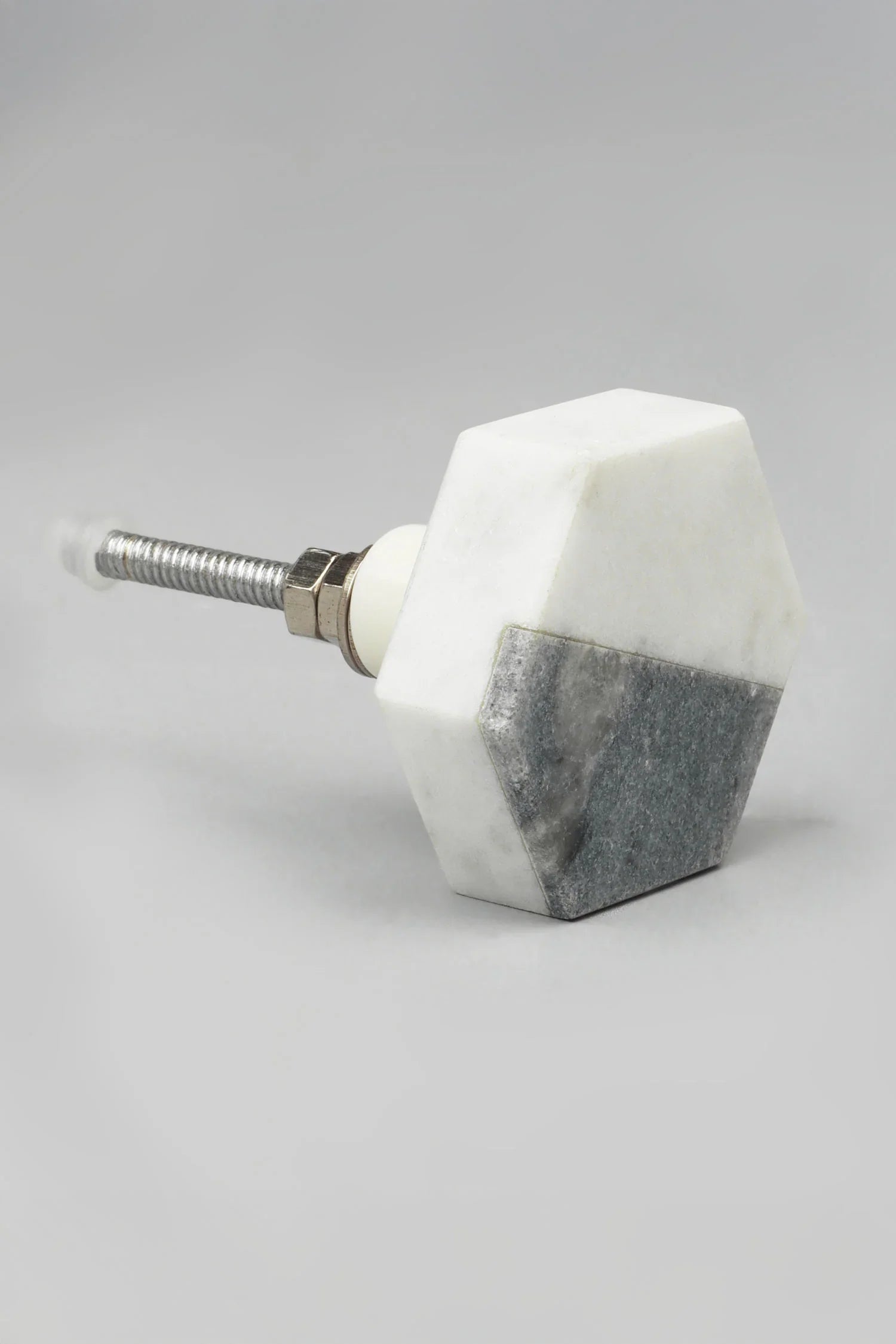 Estella Grey Marble Handcrafted Brass Door Knob - G Decor