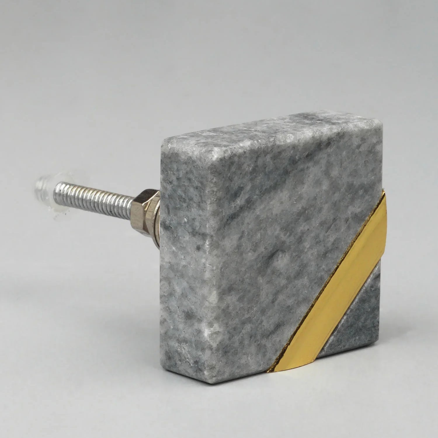 Estella Grey Marble Handcrafted Brass Door Knob - G Decor