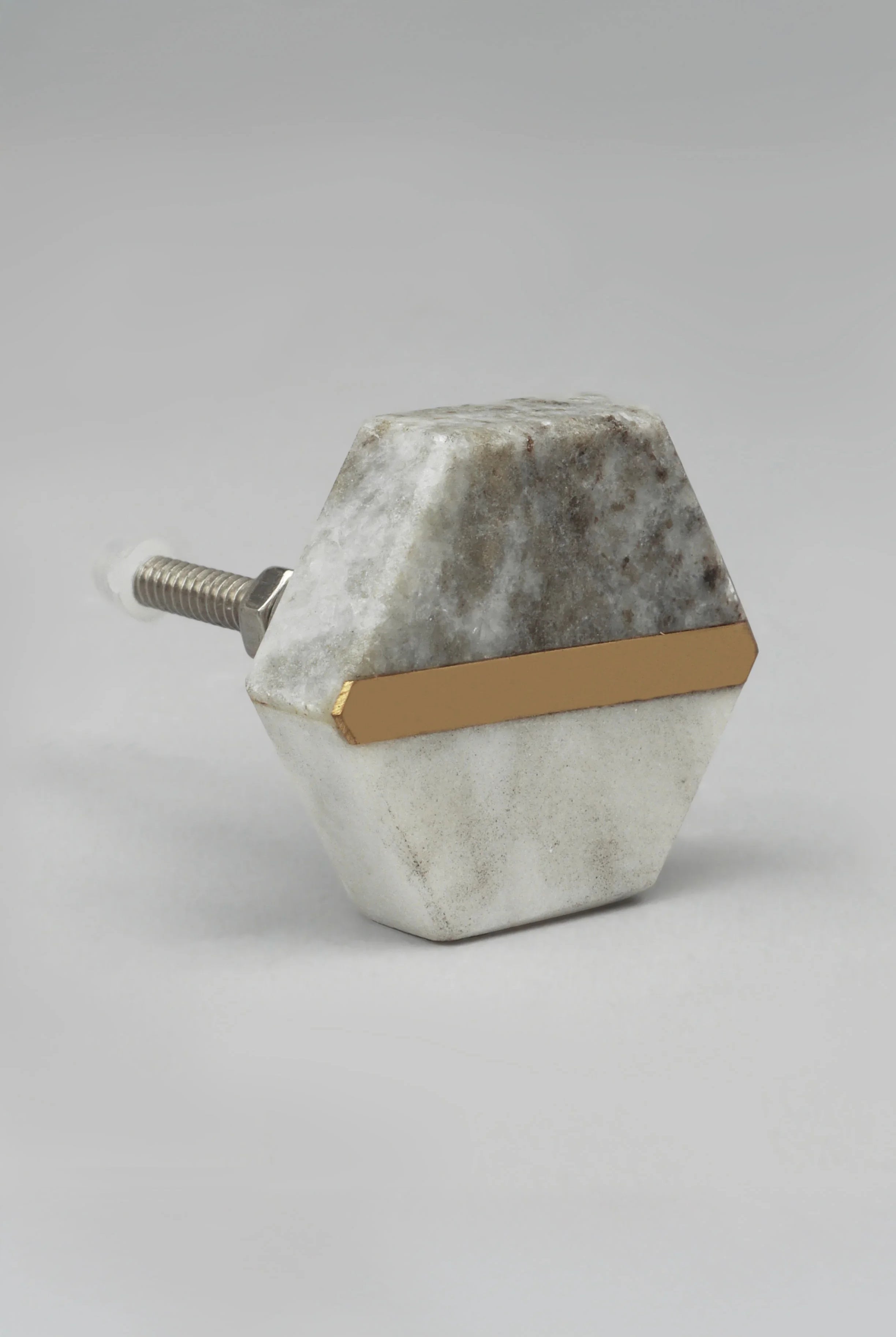 Estella Grey Marble Handcrafted Brass Door Knob - G Decor