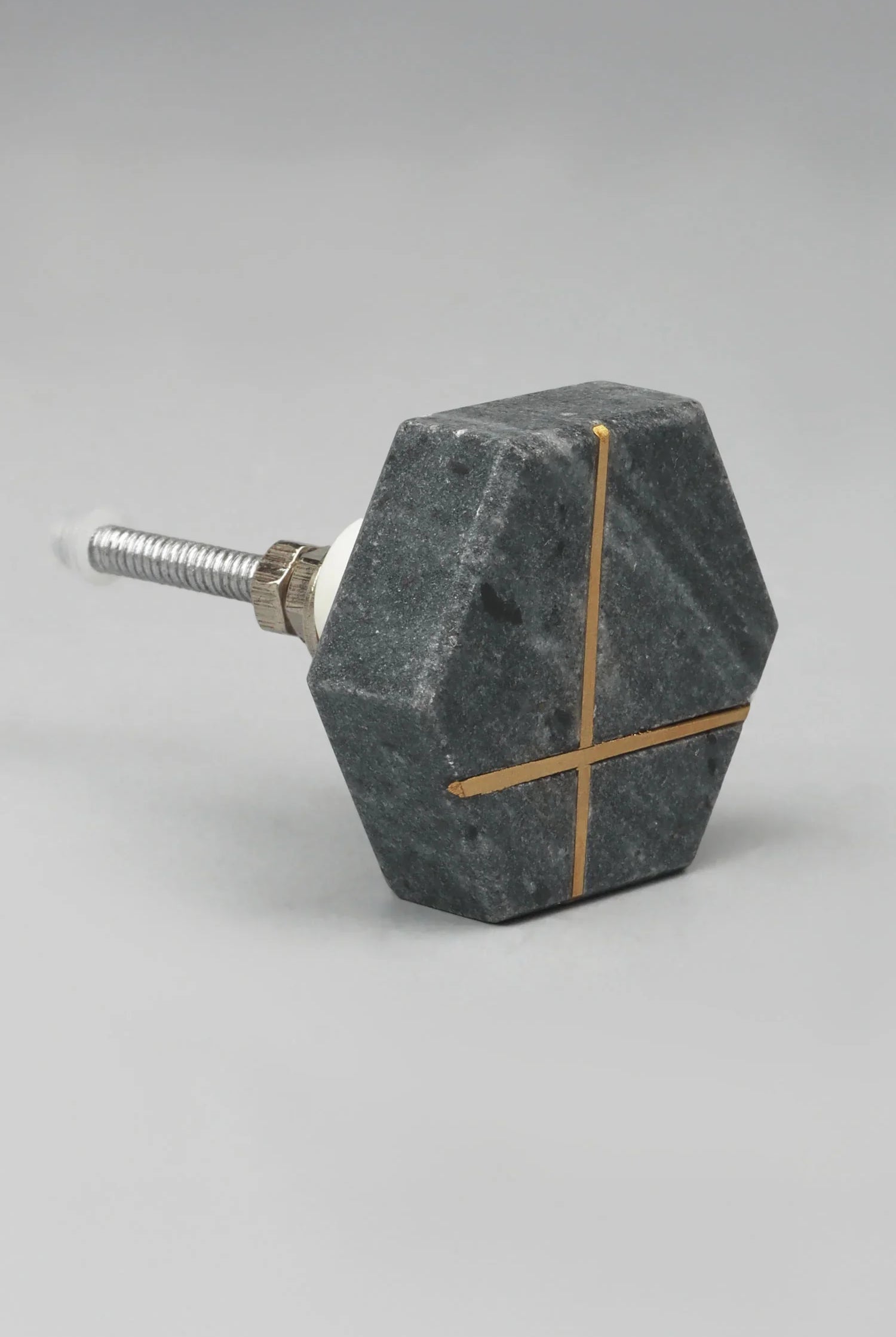 Estella Grey Marble Handcrafted Brass Door Knob - G Decor