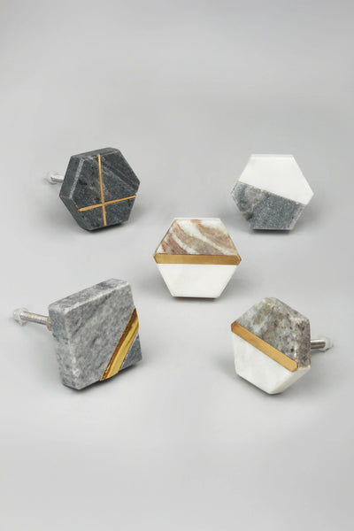 Estella Grey Marble Cabinet Knob