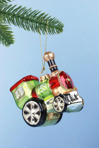 North Pole Polar Express Train Hand-Painted Glass Christmas Bauble