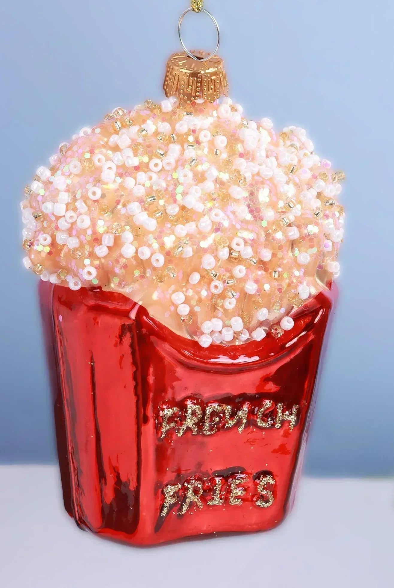 French Fries Glass Christmas Tree Bauble - G Decor