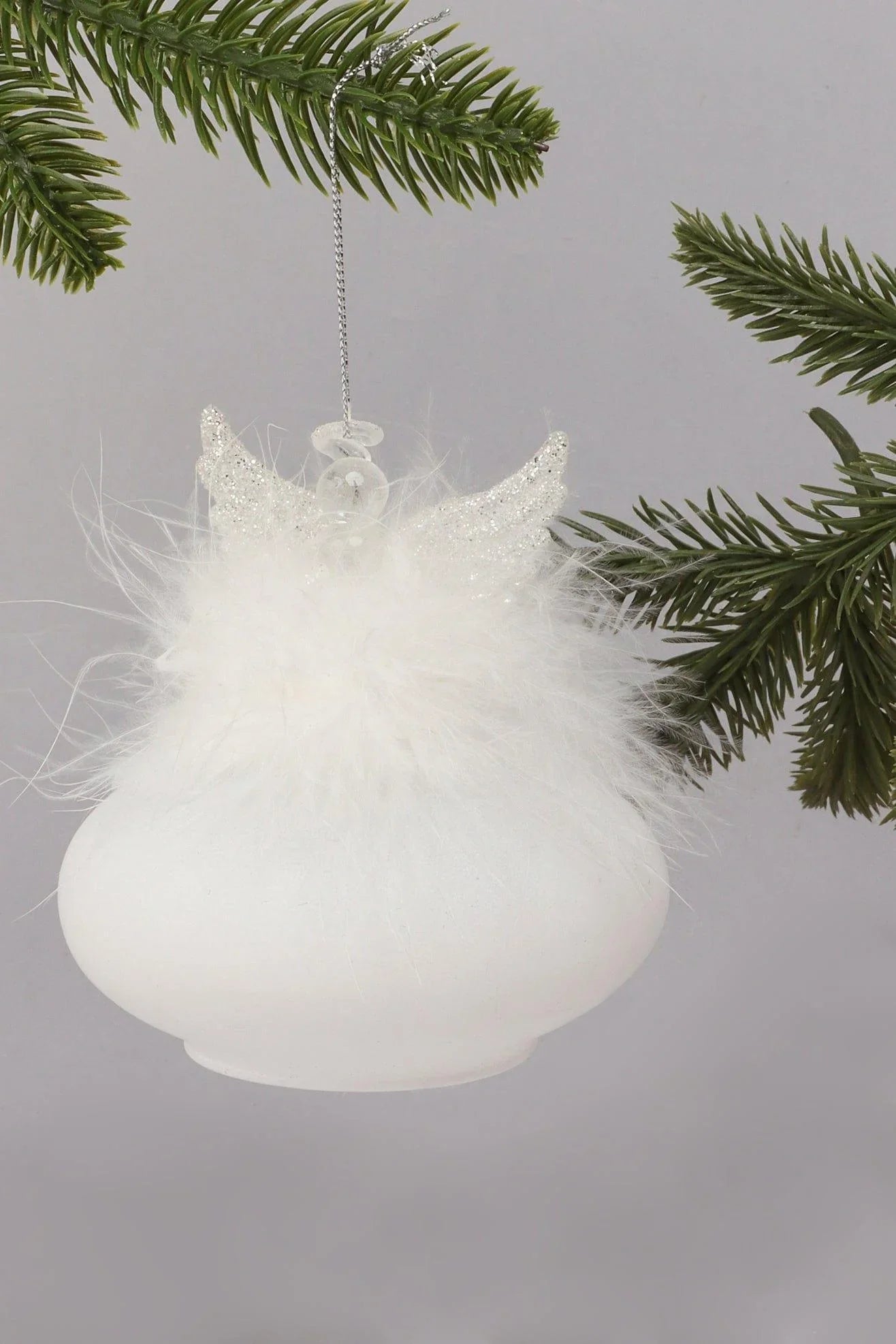 frost-angel-glass-and-feather-christmas-tree-decoration-hanging-angel-bauble-ornament-g-decor-27329 - G Decor