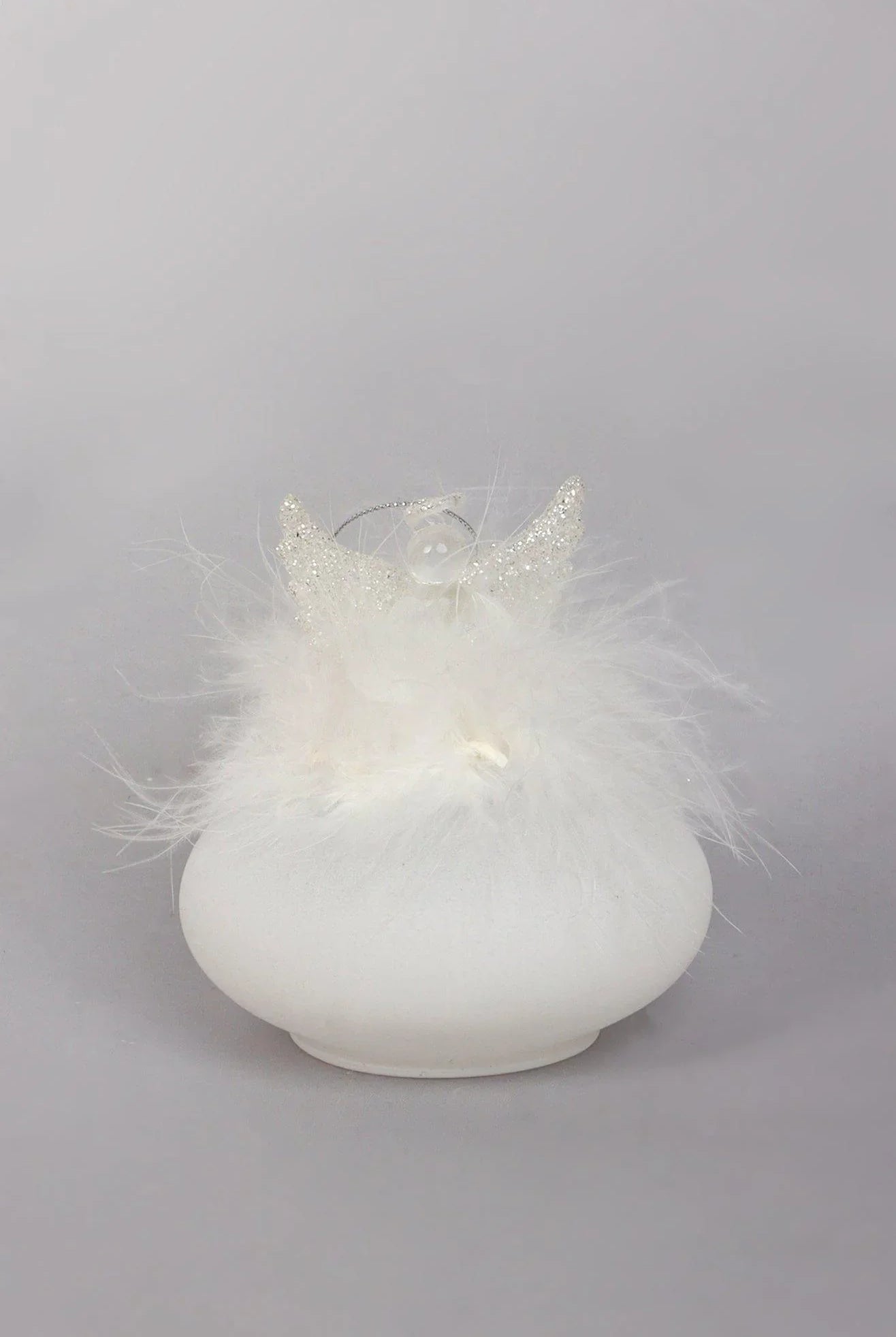 Frost Angel Glass & Feather Christmas Tree Decoration Hanging Angel Bauble Ornament - G Decor