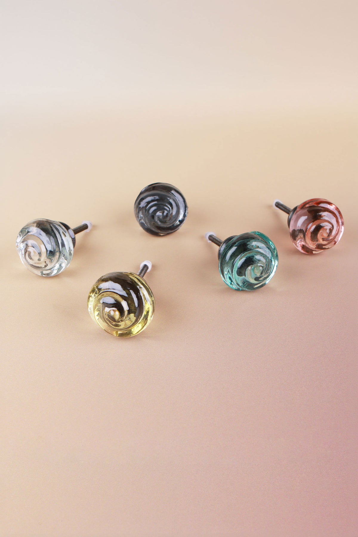 Rose swirl glass cabinet knobs