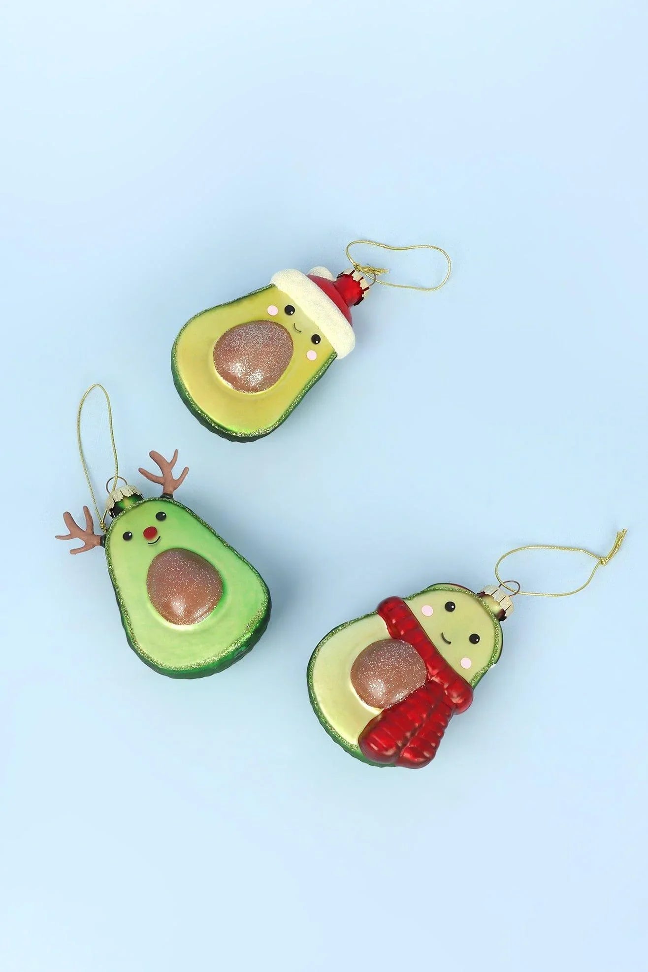 Hand-Blown Glass Avocado Christmas Tree Bauble Collection — alternate view, G Decor