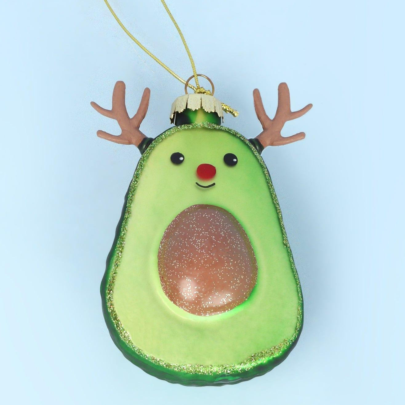 Glass Avocado Hand-Blown & Hand-Painted Christmas Tree Decoration Ornament & Bauble Collection - G Decor