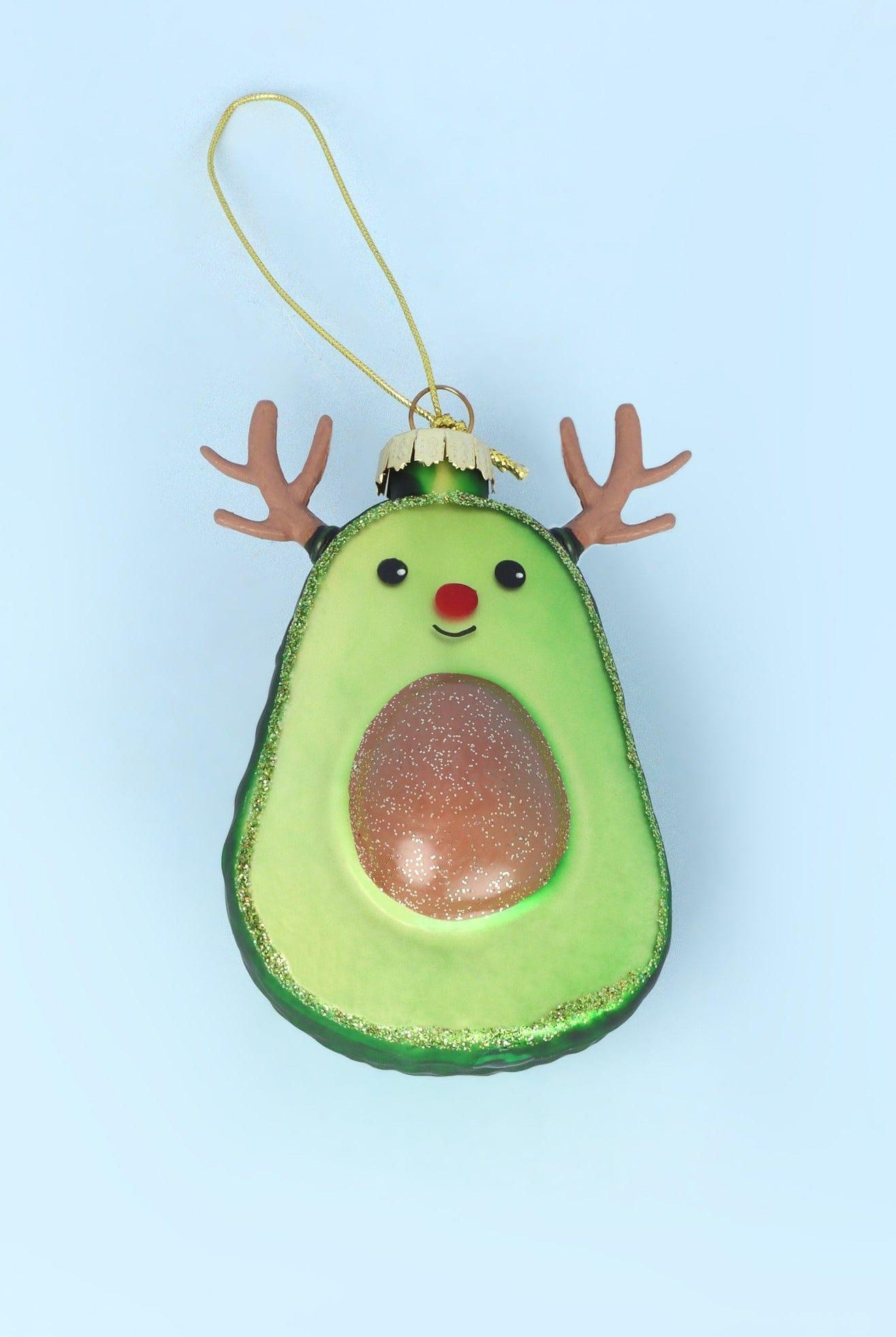 Glass Avocado Hand-Blown & Hand-Painted Christmas Tree Decoration Ornament & Bauble Collection - G Decor