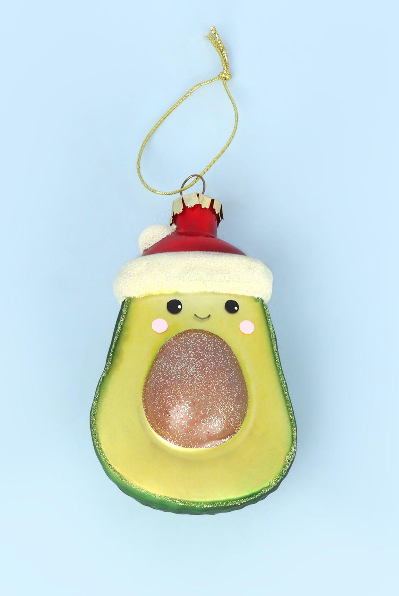 Glass Avocado Hand-Blown & Hand-Painted Christmas Tree Decoration Ornament & Bauble Collection - G Decor