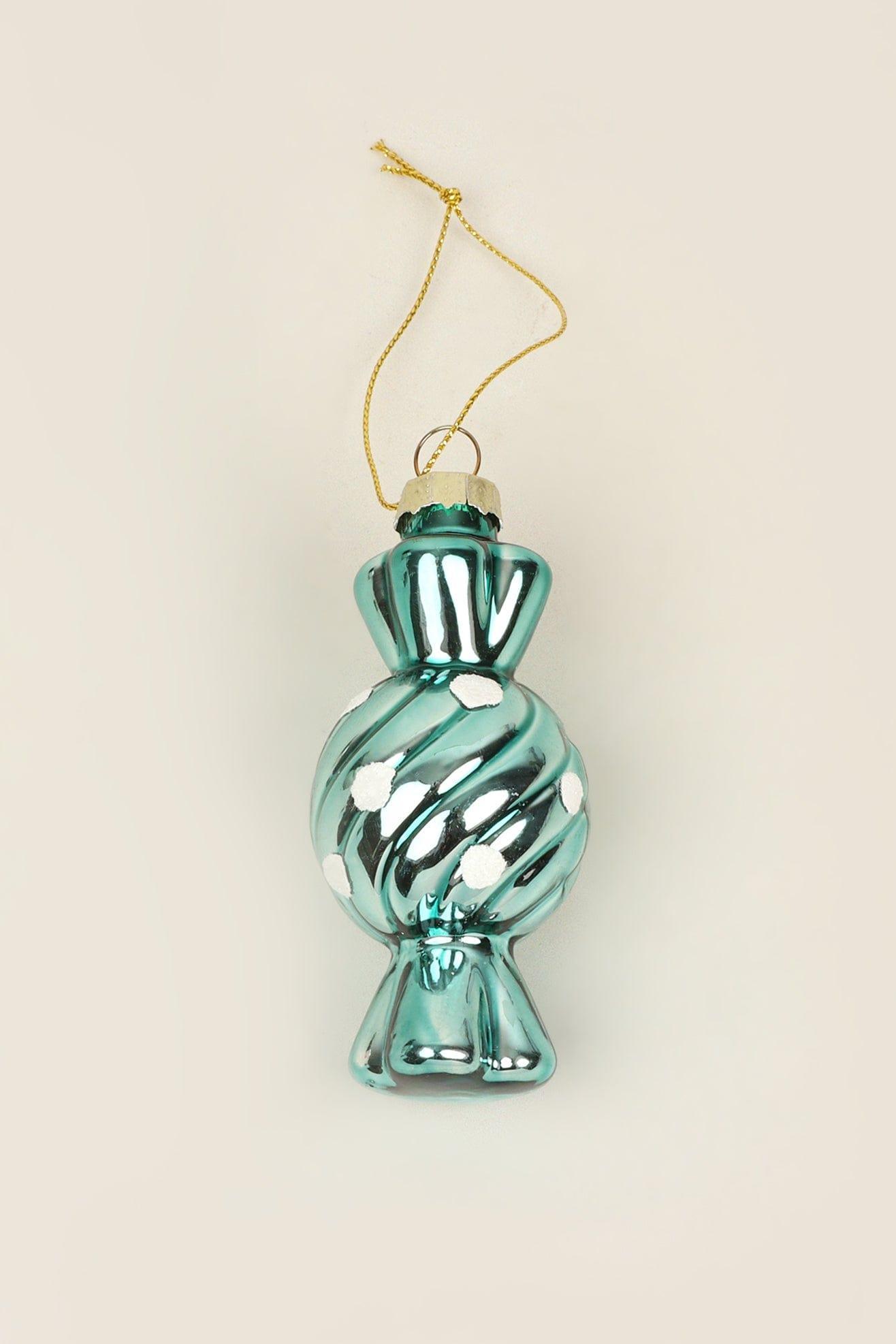 Glass Candy Ornaments Set of 3 Hand-Painted Sugar Twist Sweets Christmas Tree Baubles - G Decor