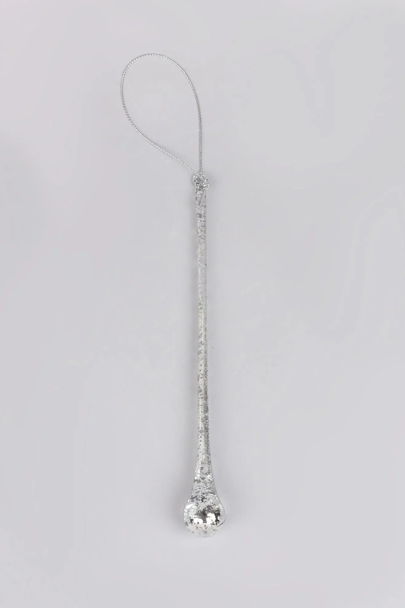 glass-set-of-6-long-silver-mottled-droplets-christmas-tree-decorations-elegant-hanging-ornaments-g-decor-69069 - G Decor