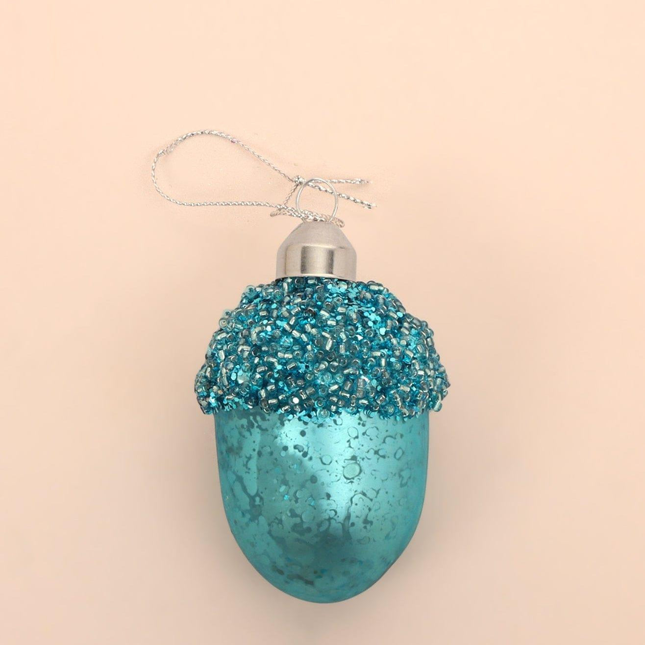 Glass Sparkle Acorn Christmas Tree Decoration Festive Baubles in Red, Blue, Purple or Green - G Decor