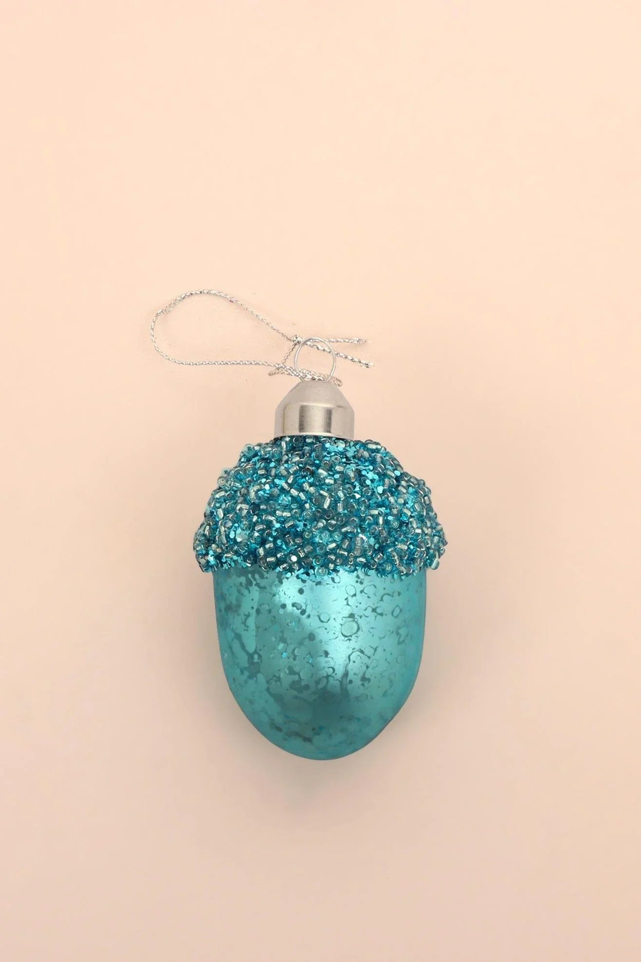 Glass Sparkle Acorn Christmas Baubles in Red Blue Purple or Green — view 6, G Decor