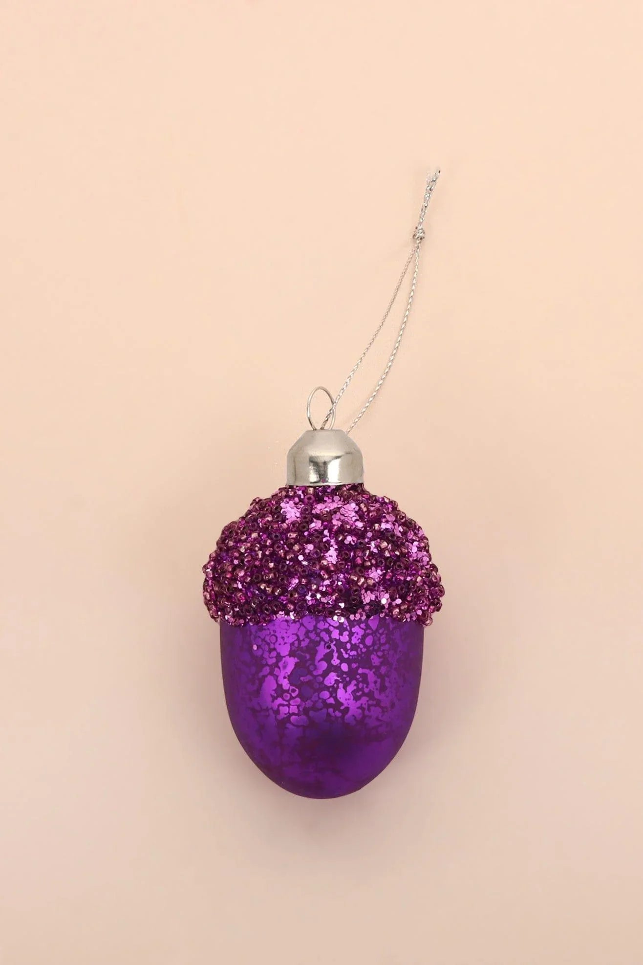 glass-sparkle-acorn-christmas-tree-decoration-festive-baubles-in-red-blue-purple-or-green-g-decor-55110 - G Decor