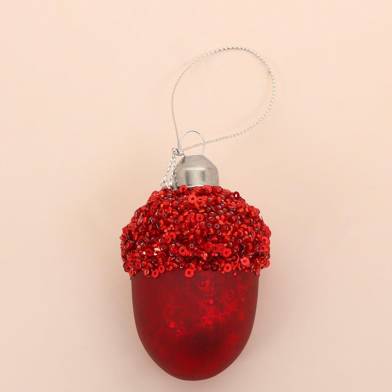 Glass Sparkle Acorn Christmas Tree Decoration Festive Baubles in Red, Blue, Purple or Green - G Decor