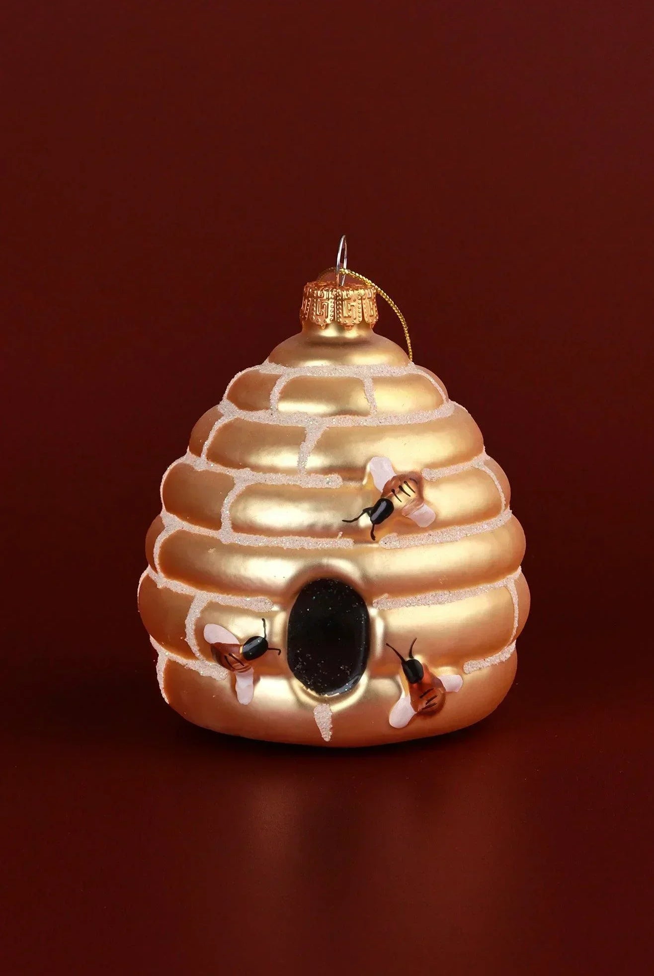Golden Beehive Glass Christmas Tree Bauble - G Decor