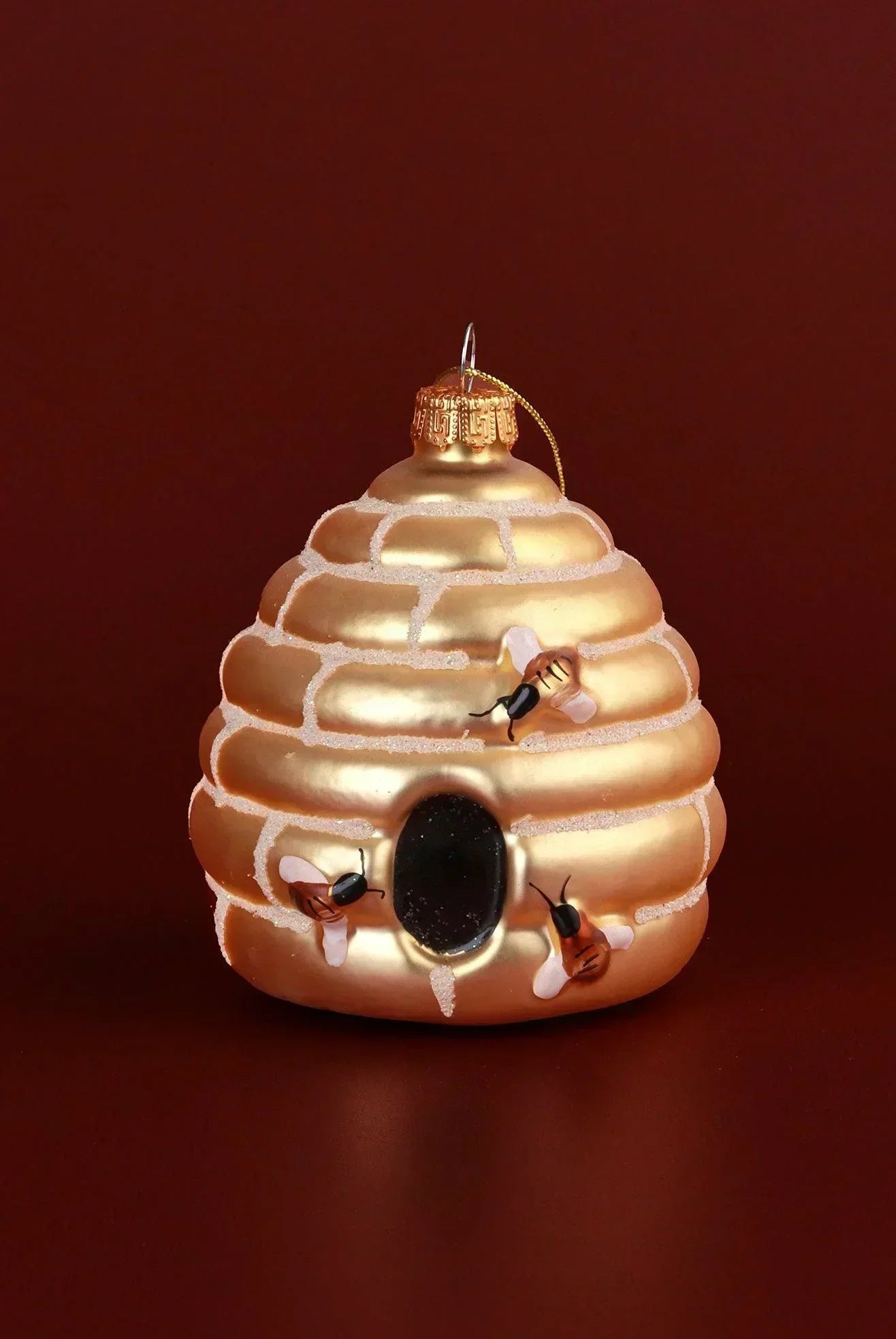 Golden Beehive Glass Christmas Tree Bauble - G Decor