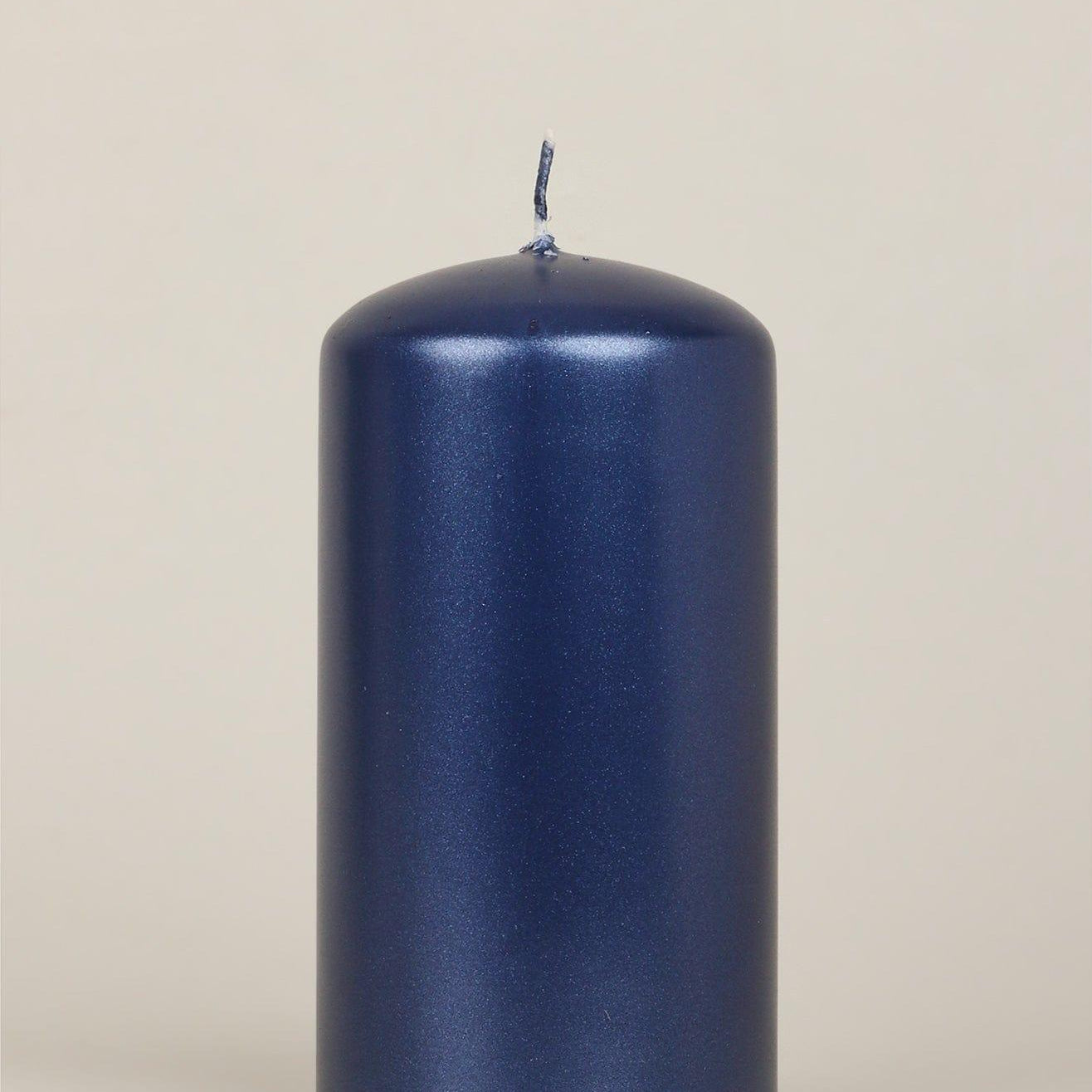 Grace Alouette Navy Blue Lacquered Pillar and Ball Candles - G Decor