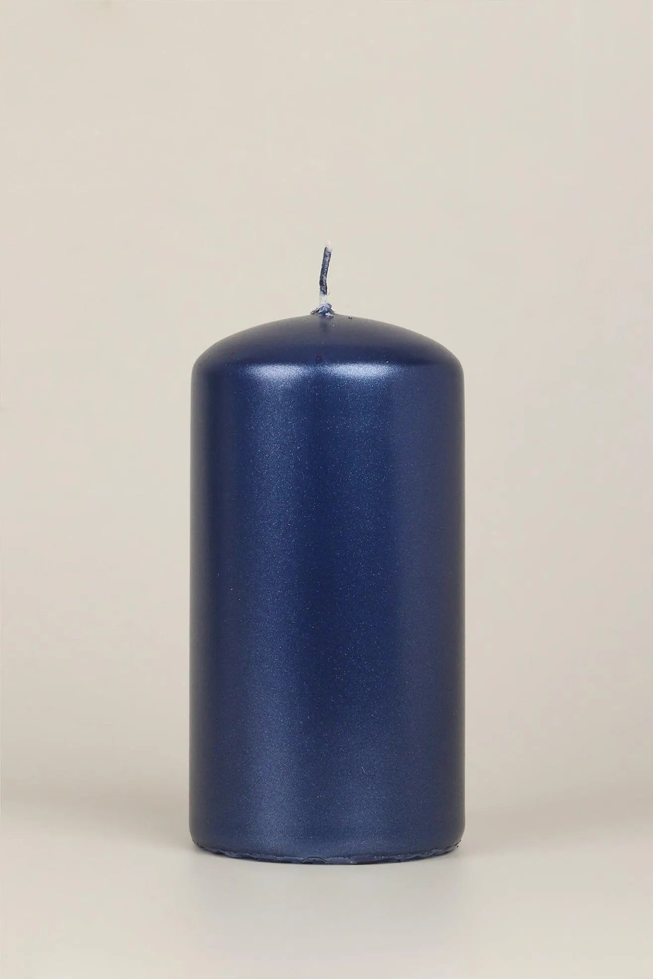 Grace Alouette Navy Blue Lacquered Pillar and Ball Candles — close-up view, G Decor