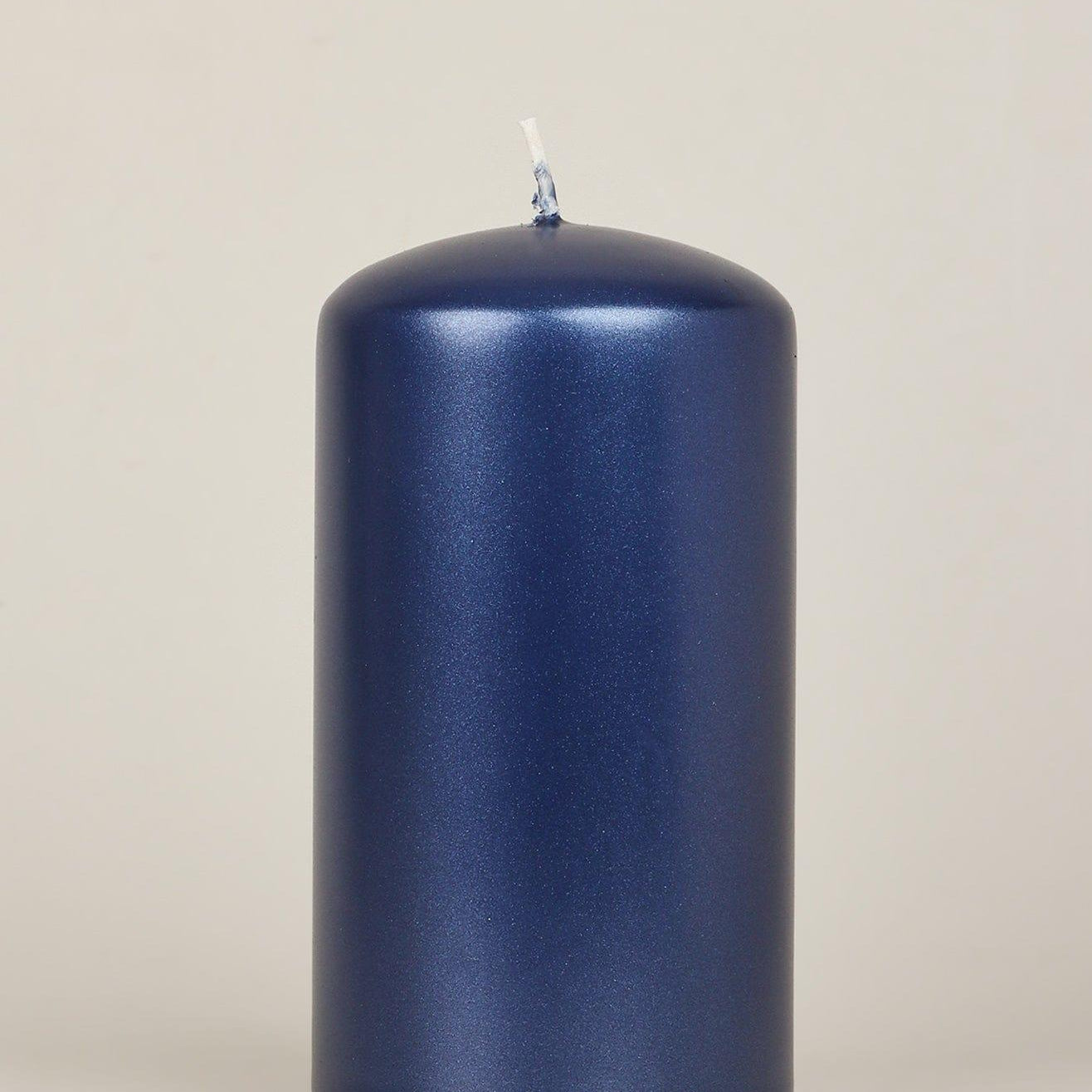 Grace Alouette Navy Blue Lacquered Pillar and Ball Candles - G Decor