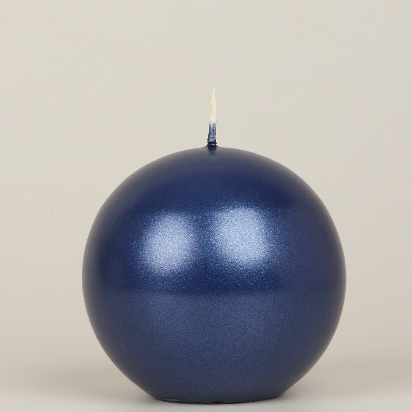 Grace Alouette Navy Blue Lacquered Pillar and Ball Candles - G Decor