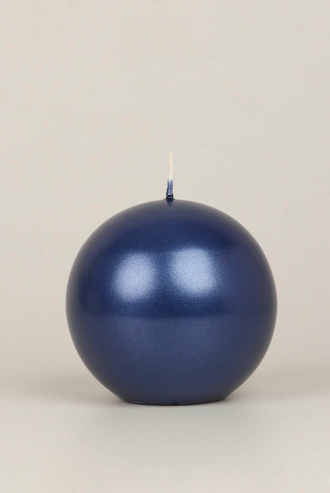 Grace Alouette Navy Blue Lacquered Pillar and Ball Candles - G Decor