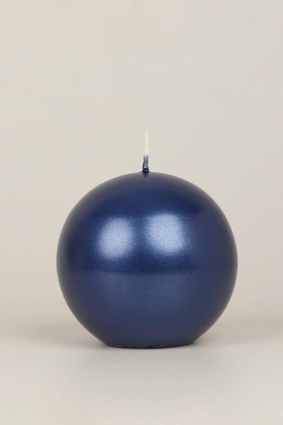 G Decor Candles & Candle Holders Blue / Ball Grace Navy Blue Varnished Shimmer Metallic Shine Pillar Candle
