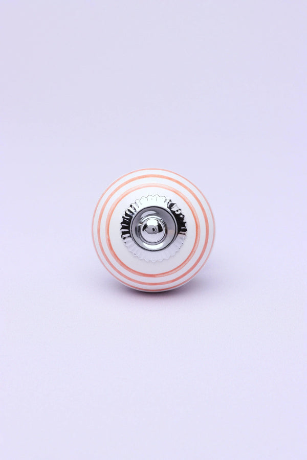 Striped Hand-Painted Ceramic Cabinet Knob in Pink and Yellow — Multipack
