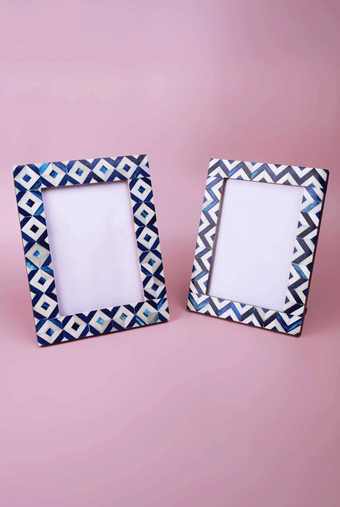 Handcrafted Andalusian Mother of Pearl Photo Frame Blue Picture Display - G Decor