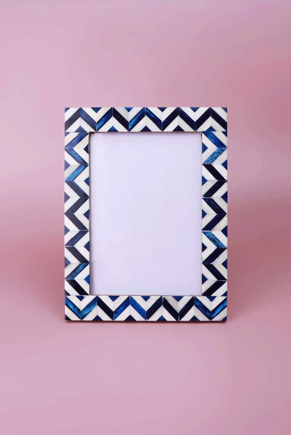 Handcrafted Andalusian Mother of Pearl Photo Frame Blue Picture Display - G Decor