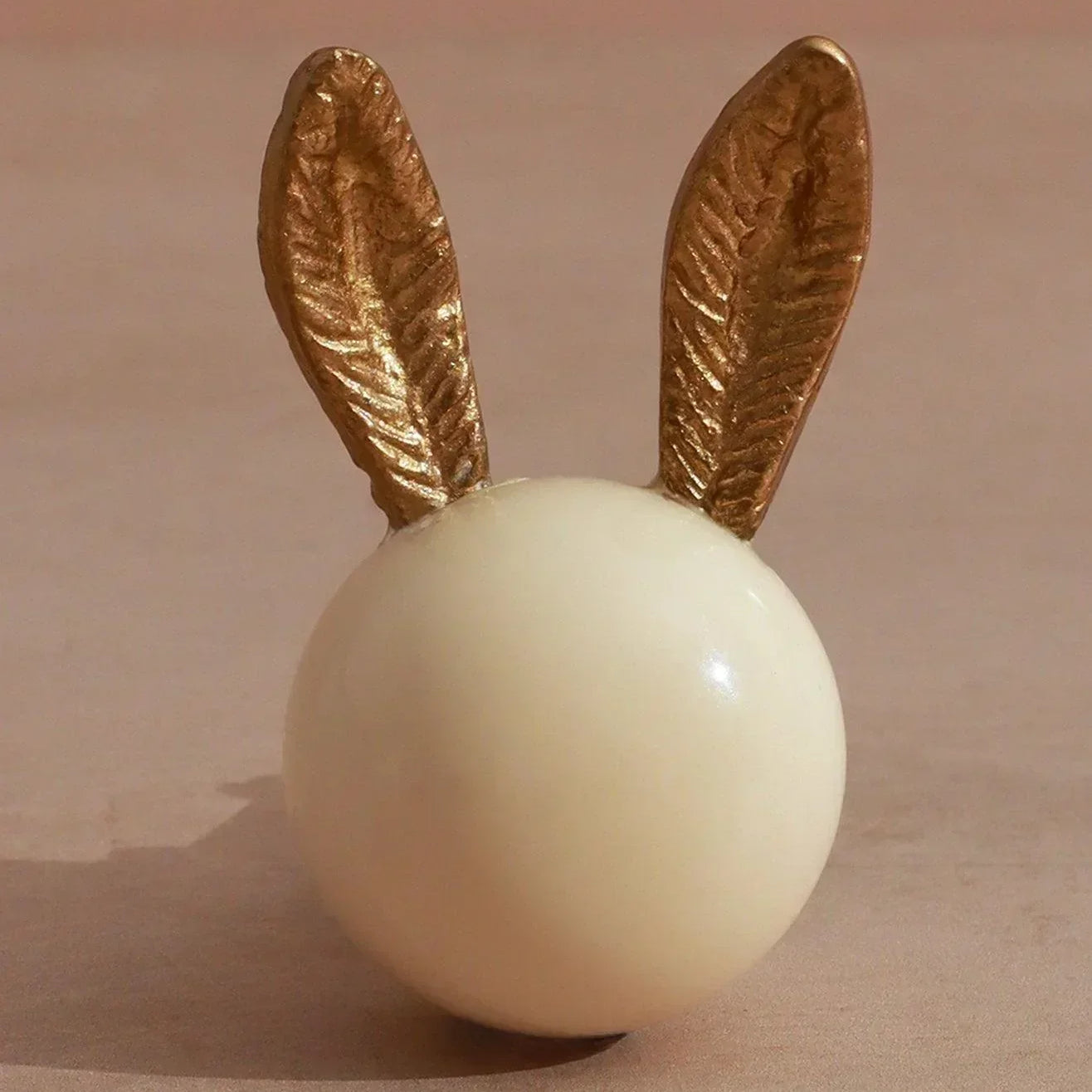 Handcrafted Brass & Porcelain Bunny Ear Door Knob - G Decor