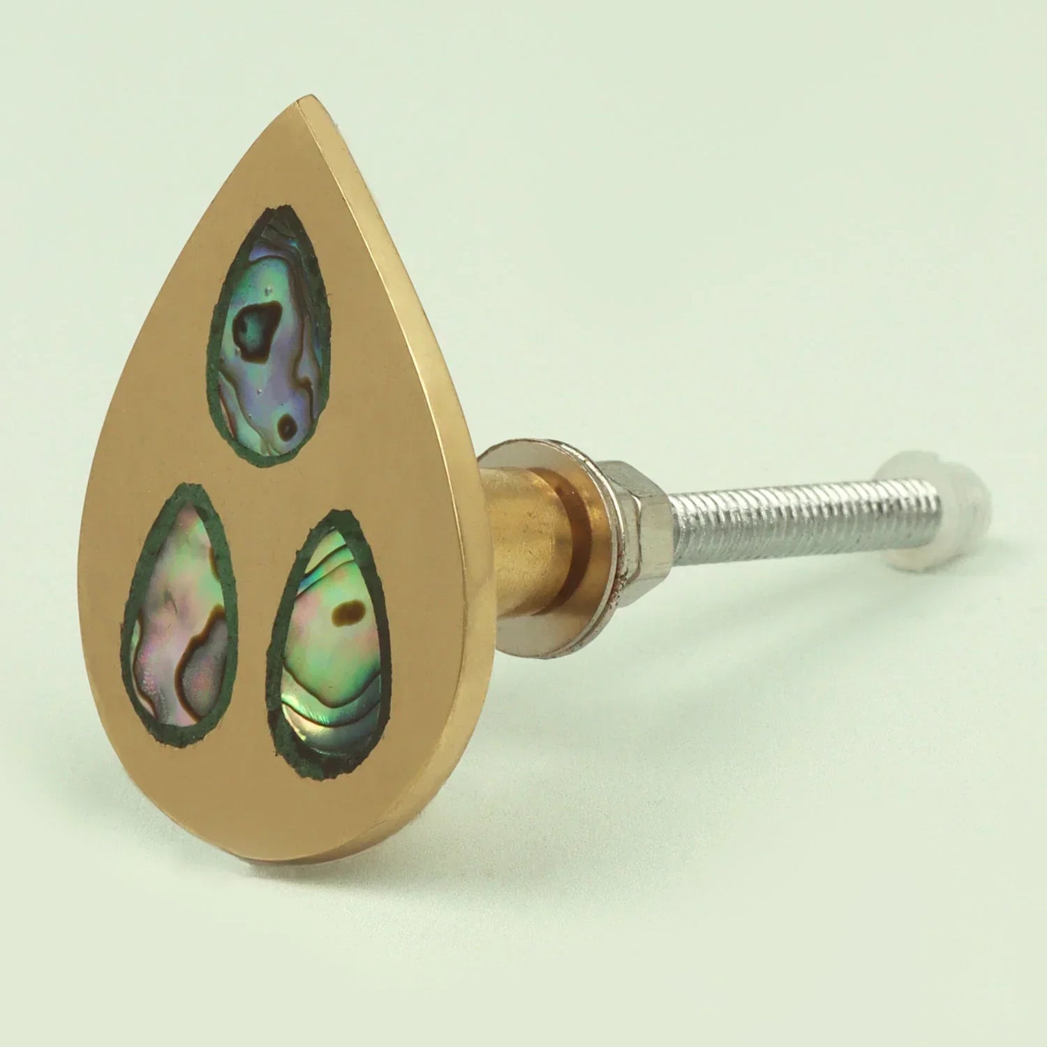 Handcrafted Designer Mother of Pearl Collecion Irregular Brass Door Knob for Cabinet & Drawer - G Decor