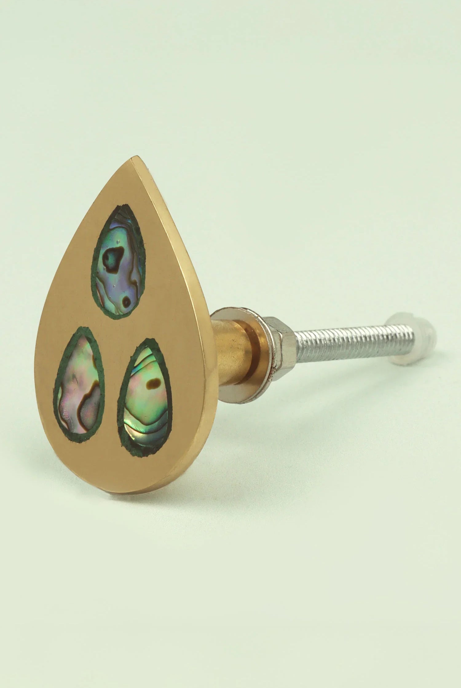 Handcrafted Designer Mother of Pearl Collecion Irregular Brass Door Knob for Cabinet & Drawer - G Decor