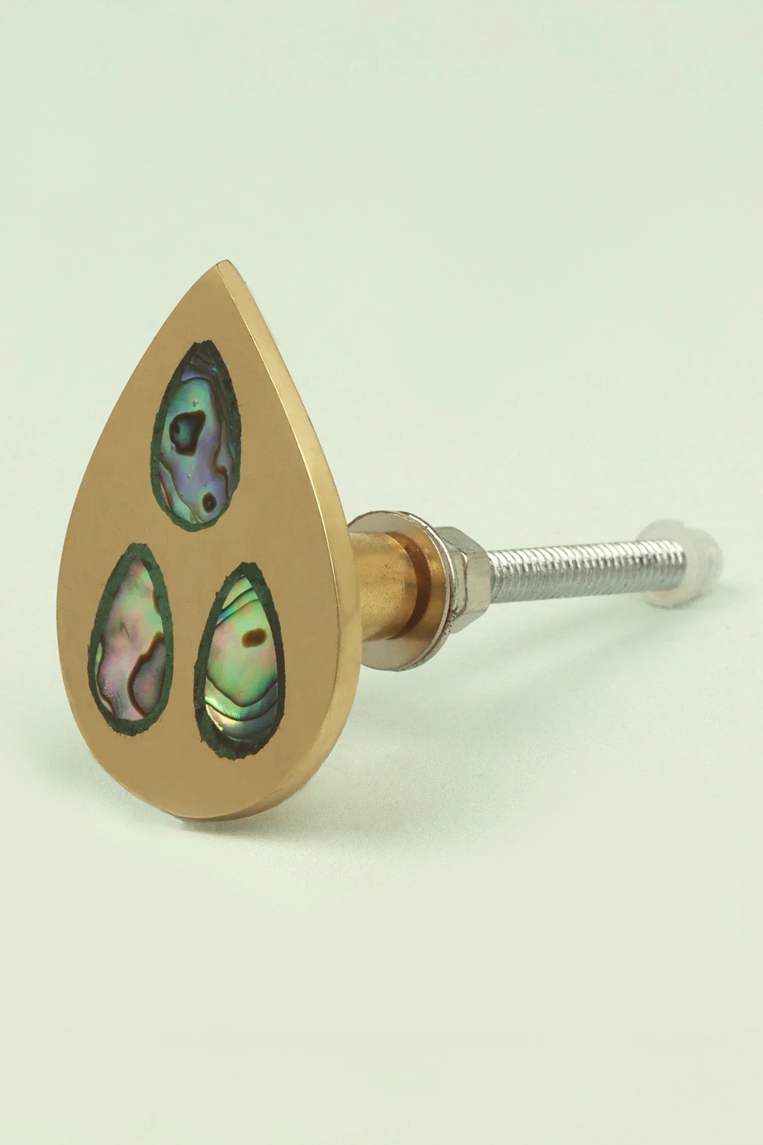 Handcrafted Designer Mother of Pearl Collecion Irregular Brass Door Knob for Cabinet & Drawer - G Decor