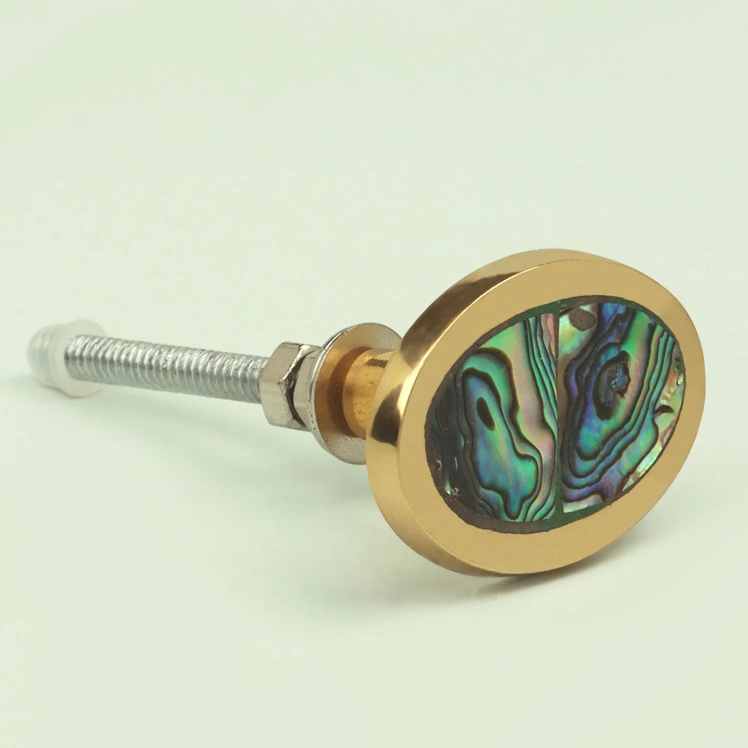 Handcrafted Designer Mother of Pearl Collecion Irregular Brass Door Knob for Cabinet & Drawer - G Decor