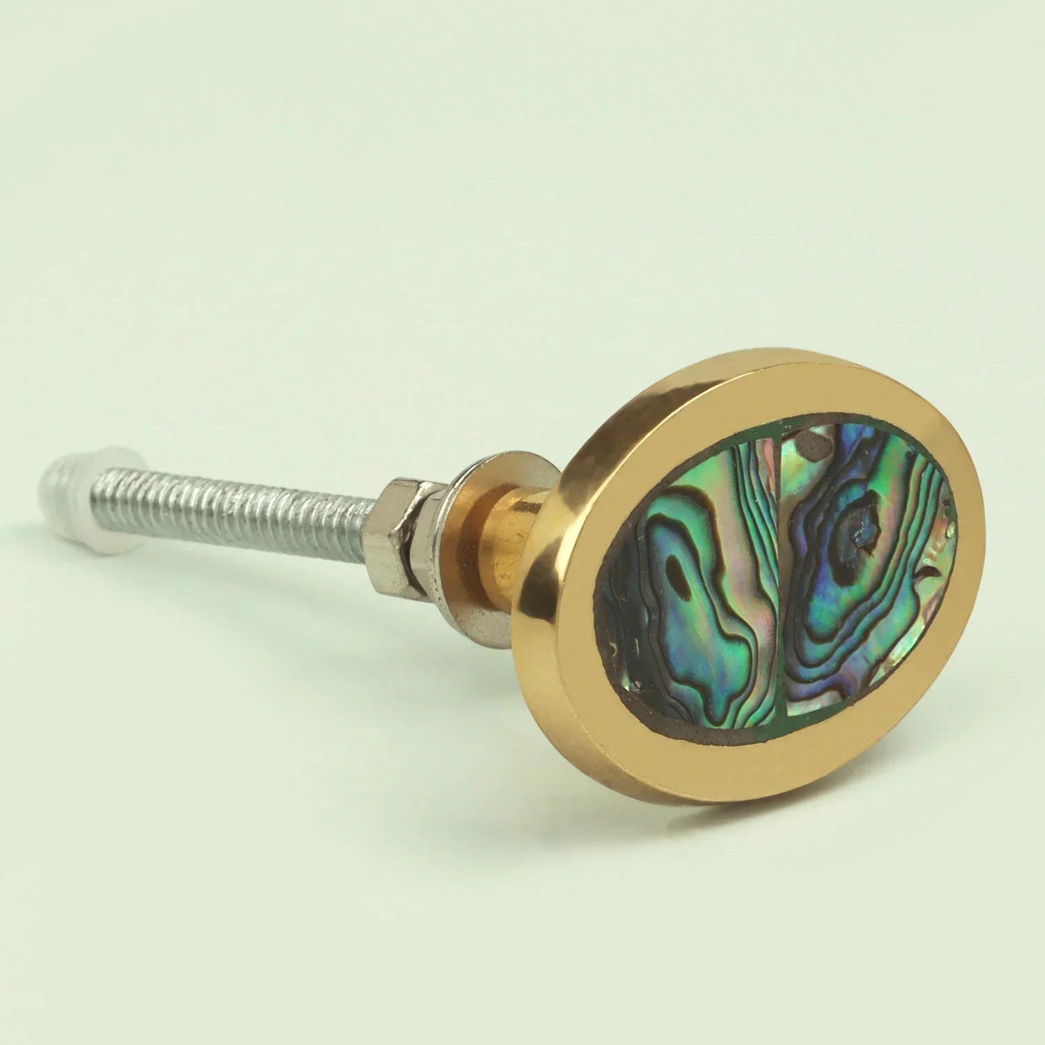 Handcrafted Designer Mother of Pearl Collecion Irregular Brass Door Knob for Cabinet & Drawer - G Decor