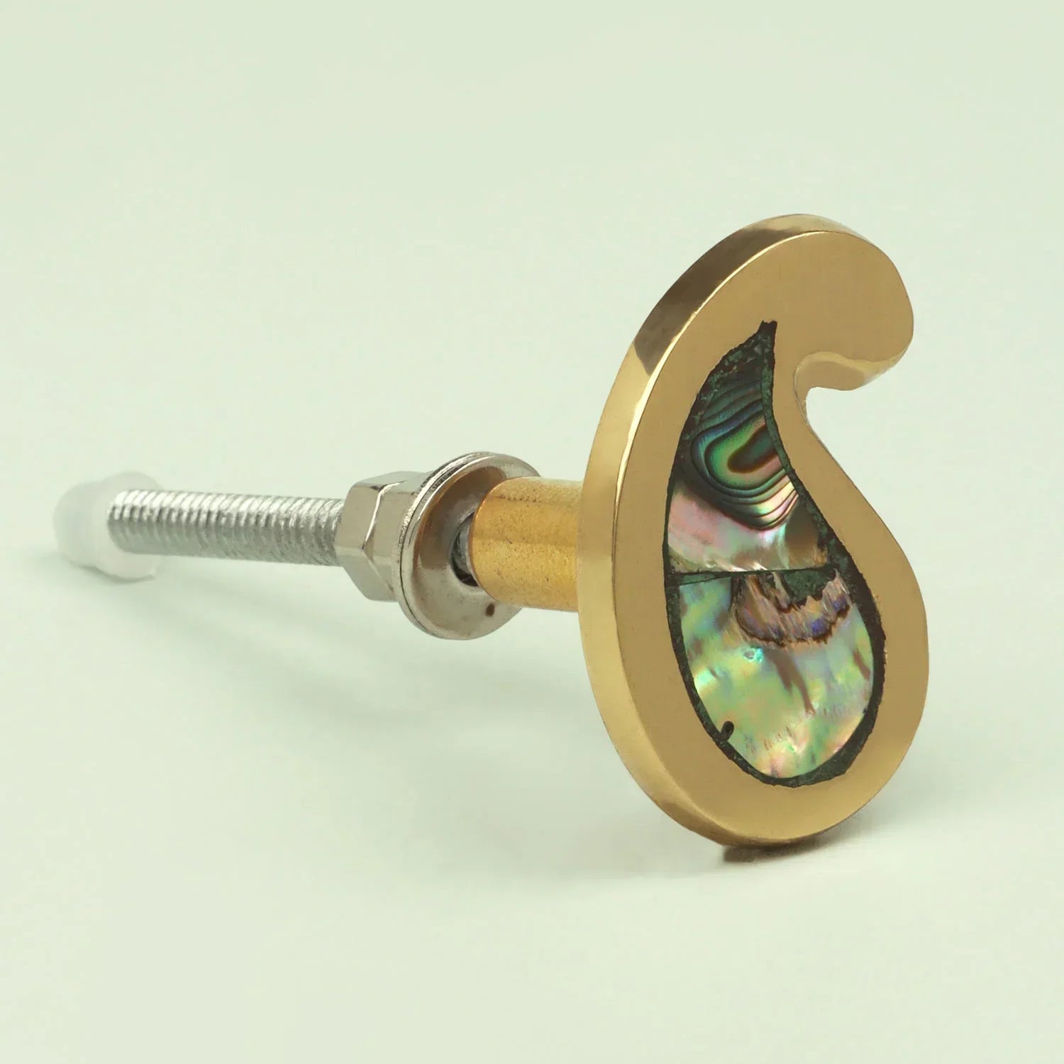 Handcrafted Designer Mother of Pearl Collecion Irregular Brass Door Knob for Cabinet & Drawer - G Decor