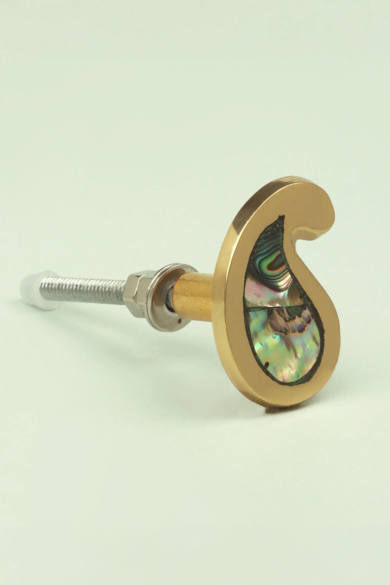 Handcrafted Designer Mother of Pearl Collecion Irregular Brass Door Knob for Cabinet & Drawer - G Decor