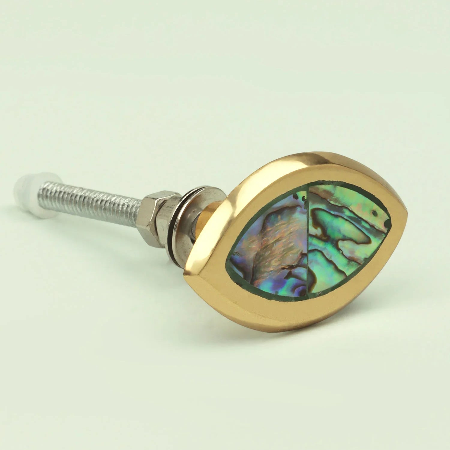 Handcrafted Designer Mother of Pearl Collecion Irregular Brass Door Knob for Cabinet & Drawer - G Decor